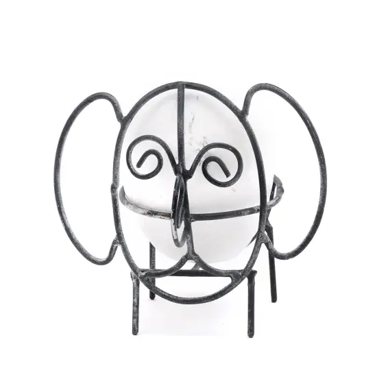 Handcrafted Eco-Mix Elephant Sculpture with Metal Feet &ndash; Unique Figurine & Modern Sculpture D&eacute;cor-6.2X4.5X5.1'' {4}