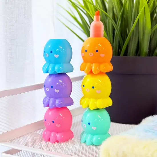 Wrapables Mini Stackable Highlighters, Cute Multi-color Markers, Octopus {5}