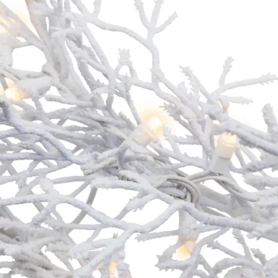 Northlight Pre-Lit Flocked Twig Artificial Christmas Wreath - 30" - LED Warm White Lights {7}