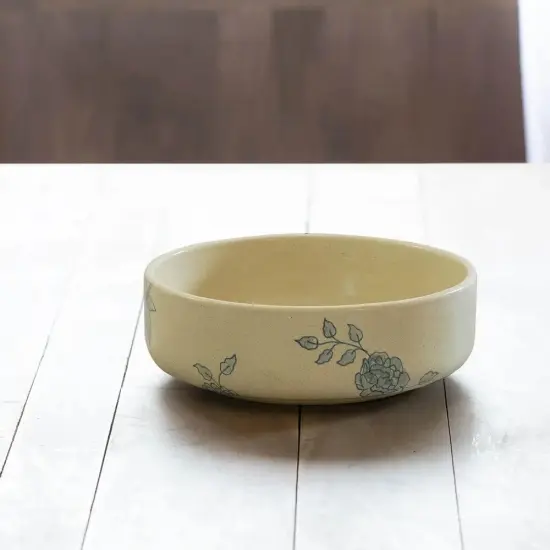 Off-White Ceramic Printed Serving Bowl &ndash; Elegant Pasta Bowl for Stylish Dining {3}