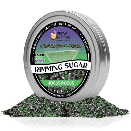 Brew Glitter - Hocus Pocus Rimming Sugar (4oz, 1x Bar Tin) Cocktail Garnish for Mixed Drinks & Refreshments {3}