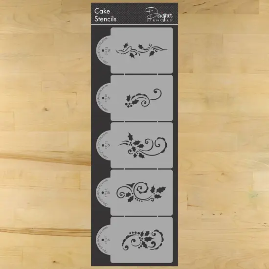 Holly and Berry Swirls Cake Stencil Set | C717 by Designer Stencils | Stencils for Royal Icing, Airbrush, Dusting Powder | {1}