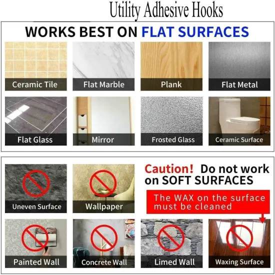 24 Pack Heavy Duty Self Adhesive Hooks - 33lb Max, Transparent Sticky Wall Hooks {5}