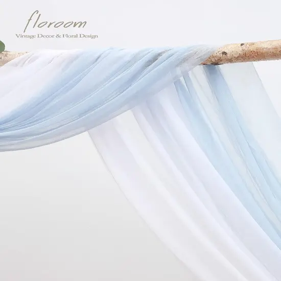 Artificial Dusty Blue & Navy Blue Floral Swag Arrangement {5}