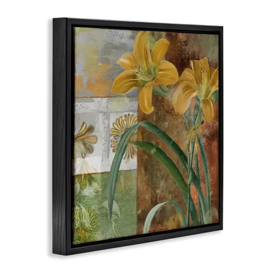 Stupell Industries Yellow Lilies on Vintage Tile Floating Frame Design by Sasha {3}