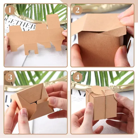 50PCS Gift Boxes, Kraft Paper Favor Boxes with DIY Tags for Wedding Bridal Shower Birthday Party {3}