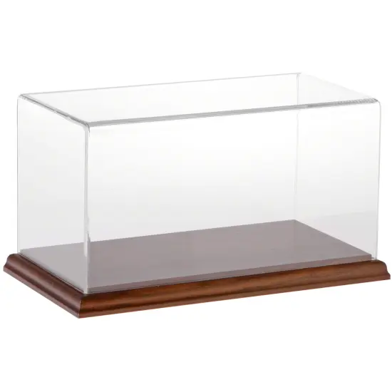 Plymor Clear Acrylic Display Case with Hardwood Base, 10" W x 5" D x 5" H Hardwood (Mirrored) {2}