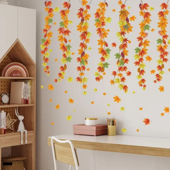 3 Sheets Maple Leaves Vine Wall Sticker {4}