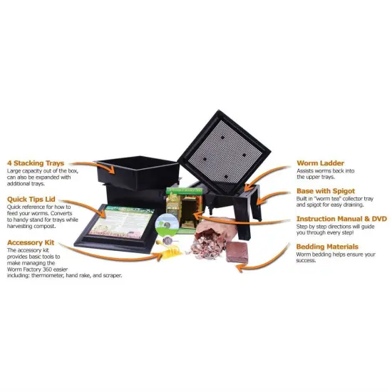 Black Worm Composter with Spigot, 4 Tray Expandable System and Accessory Kit {2}