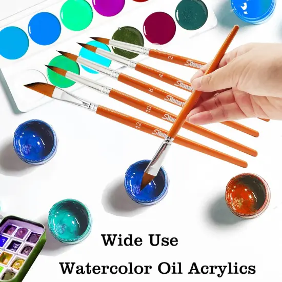 Watercolor Brushes Professional 6PCS Watercolor Paint Brushes for Painting, Cat's Tongue Oval Wash Paint Brush, Dagger, Round Pointed Watercolor Brush for Water Color Acrylics Gouache Ink {4}