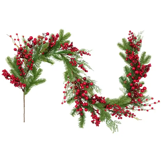 Northlight Cedar, Pine and Berries Artificial Christmas Garland - 5' - Unlit Green {3}