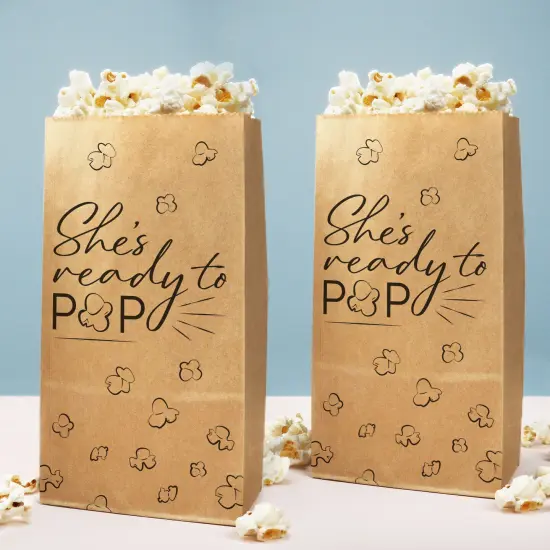 Big Dot of Happiness Ready to Pop Popcorn Bags, Baby Shower Party Favor Snack Treats, Free-Standing Individual Kraft Brown Paper Bags - 25 Count {1}