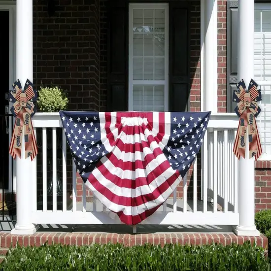 Large 4th of July Bows for Wreath, Patriotic Wreath Bows American Flags Bow Natural Burlap Craft Bow Memorial Day Farmhouse Bows for Front Door Fourth of July Memorial Day Decorations {3}