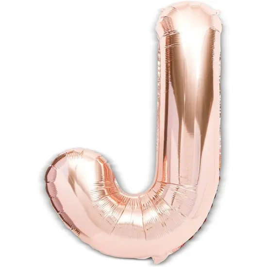 Sparkle and Bash Big Letter J Balloons, Rose Gold Foil (2 Pack) 40 Inches Pink {1}