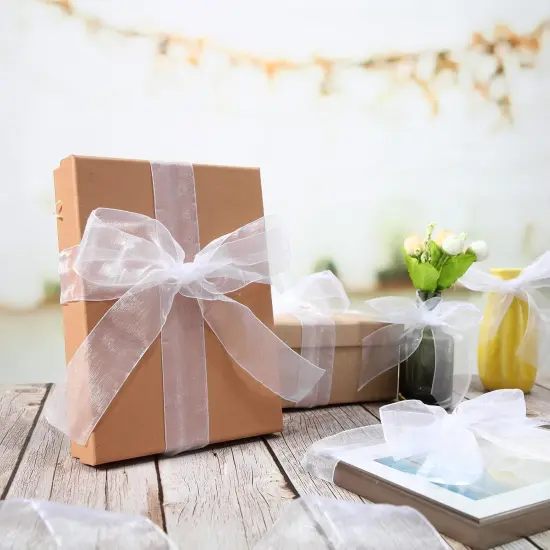 Sheer Organza Ribbon for Gift Wrapping Chiffon Tulle Mesh Ribbon Clear Wedding Christmas Tree Decor DIY Crafts {3}