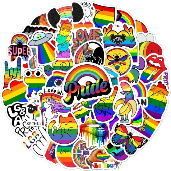 LGBT Pride Stickers 50Pcs Rainbow Stickers Vinyl Waterproof for LGBTQ Bi Trans Lesbian Pride Stuff, Gay Stickers for Laptop Case Water Bottle Helmet {1}