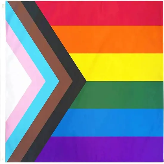Progress Pride Rainbow Flag 3x5 ft LGBTQ Gay Pride Flags All Inlcusive Progressive Bisexual Non Binary Lesbian Transgender Flag Indoor Outdoor Wall {1}
