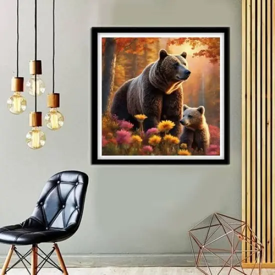 Bear Diamond Art Kits for Adults,DIY 5D Forest Diamond Painting Kits for Beginners, Round Full Drill Diamond Dots Paintings,Diamonds Pictures Gem Art for Adults Crafts Home Decor 12x12inch {4}