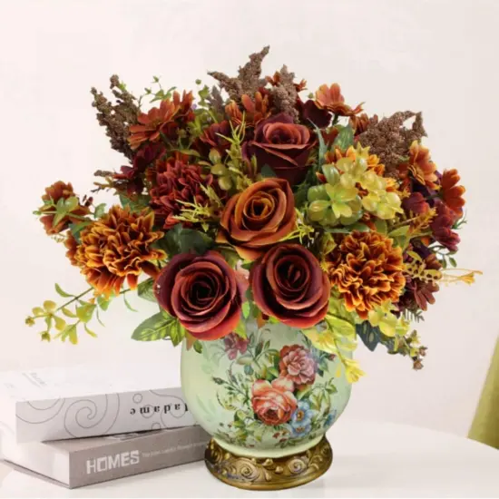 4 Bundles Autumn Faux Flower Arrangements {2}