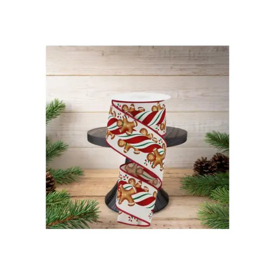2.5" Gingerbread Kids Candy Ribbon: Ivory (10 Yards) {3}