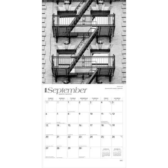 New York City Black & White | 2026 12 x 24 Inch (Hanging) Monthly Square Wall Calendar | Plastic-Free {4}