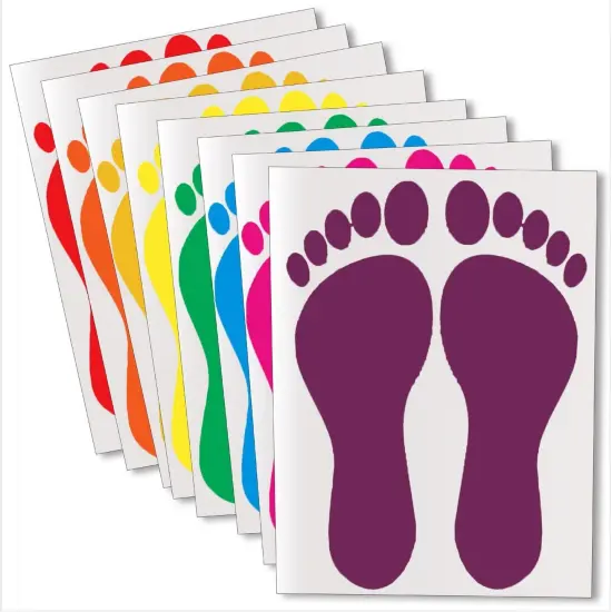 Kids Footprint Decal Stickers for Classroom Decor (32 Pairs) Multicolor {4}