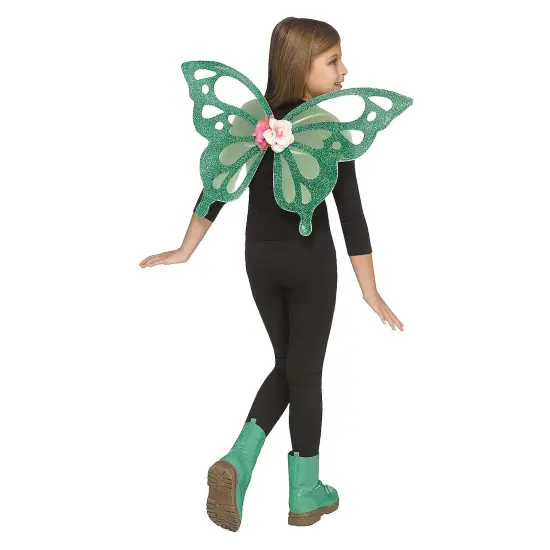 Kids Green Shimmer Butterfly Wings Costume Accessory Sparkly Design {1}