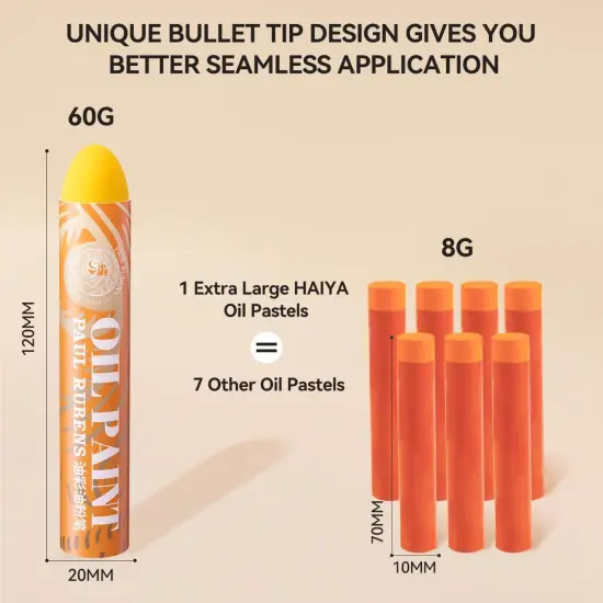 Oil Pastels, 12 Vibrant Colors Extra Large Oil Pastels Set A, Creamy texture Easy to Blend HAIYA Oil Pastels for Artists, Great for Filling in Large Areas {5}