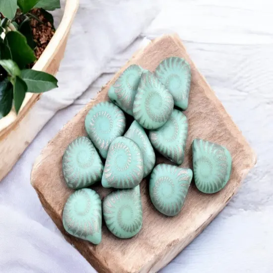 *12* 12x11mm Matte Turquoise Laser Etched Briolette Beads {3}