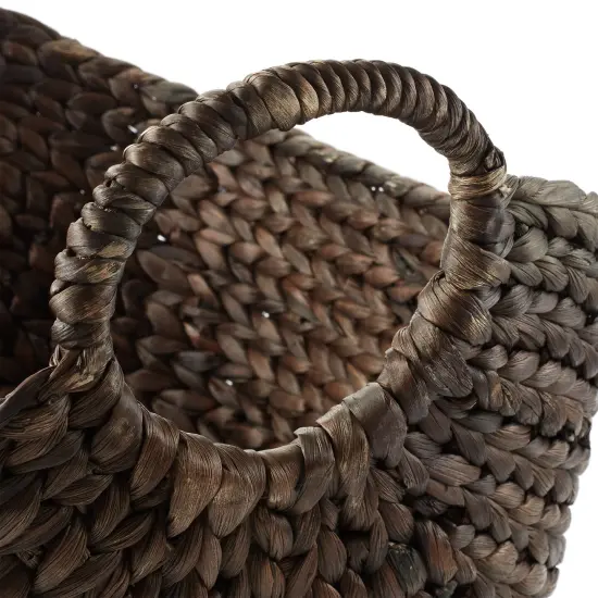 Casafield Set of 3 Multipurpose Boat Baskets with Handles, Woven Water Hyacinth Storage Organizers for Throw Blankets, Bedroom, Living Room, Laundry {5}