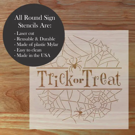 Trick or Treat Halloween Round Sign Stencil | Sign Stencil | DIY Sign Stencil | Round Stencil | Designer Stencils | {1}