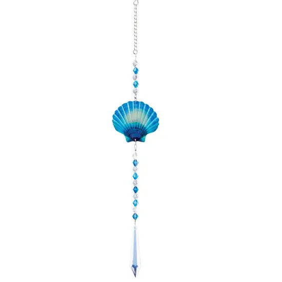 Collections Etc Colorful Metal Seashell Crystal Hanging Suncatcher {2}