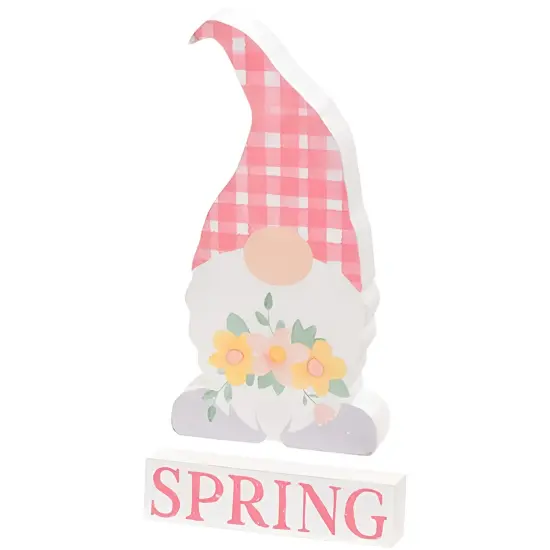 Spring Blessings Wooden Word Blocks & Floral Gnome Figurines - 3 Asstd {3}
