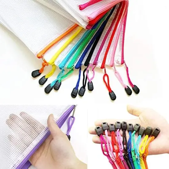 Mesh Zipper Pouch Bag - (10 Colors 30 Pack) {3}
