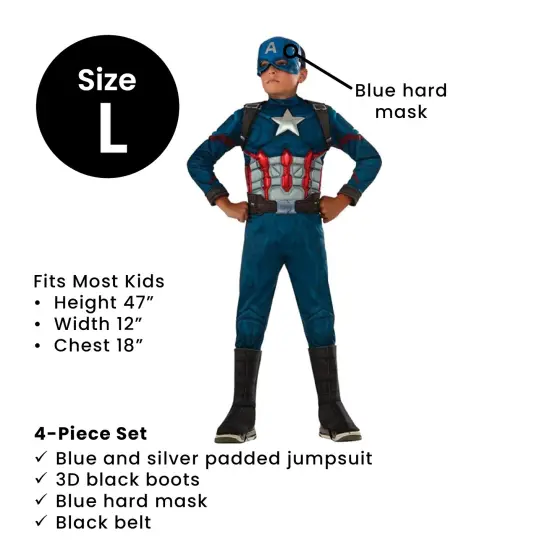 Rubies Captain America Boy's Halloween Costume - Large Blue {5}