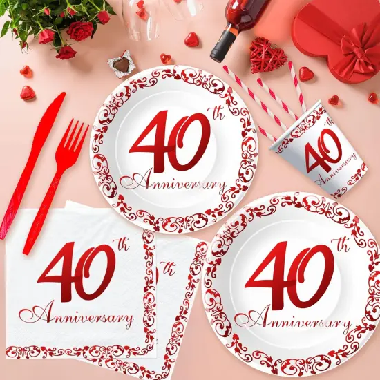 40th Anniversary Decorations Party Tableware - Ruby {2}