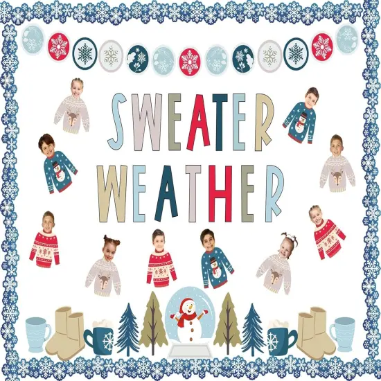 85Pcs Winter Bulletin Board Decoration Kit Xmas Tree Snowmen {1}