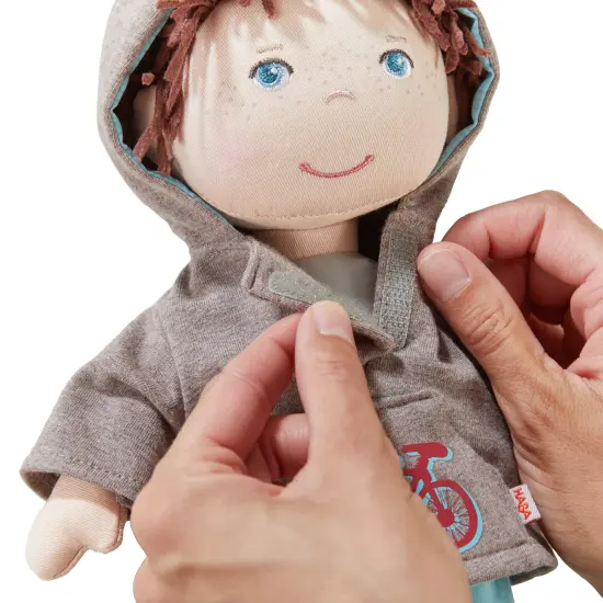 HABA Lian 12" Soft Doll - Baby Boy Doll with Brown Hair and Blue Eyes, Perfect Plush Toy for 18 Months & Up with Embroidered Face (Machine Washable) Multicolor {5}