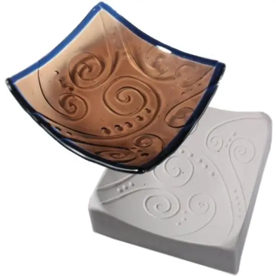 6.5&rdquo; x 6.5" x 3" Swirl Texture Square Glass Fusing Kiln Mold {1}