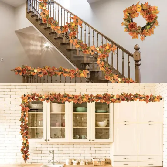 Artificial Fall Maple Leaves Garland - Style 1 {5}