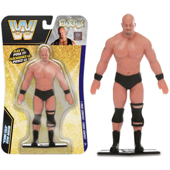 FleXfigs: The Rock & Stone Cold Steve Austin - 2 Character Pack - Articulated Action Figures, Flex It - Pose It!, Collectible Toy Miniatures, Kids 3+ {5}