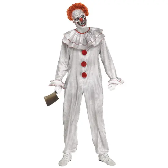 Creepy Carnevil Clown Costume With Mask And Collar Halloween Outfit {1}