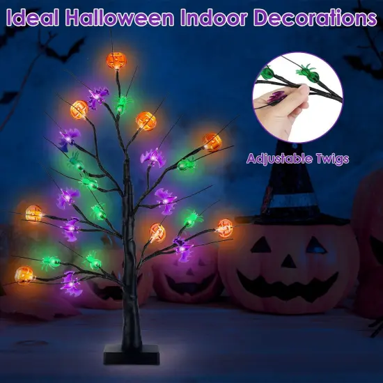 2Pack 1.97FT Lighted Halloween Trees Halloween Indoor Decorations Black Halloween Tree Lights with Timer Adjustable Twigs for Tabletop Party {5}