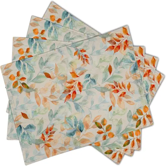 Fall Leaves Placemats Set of 4(Green Orange Leaves) {2}