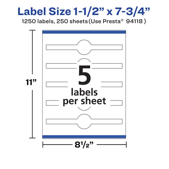 Avery Matte White Wraparound Labels with Sure Feed, 1-1/2" x 7-3/4" {5}