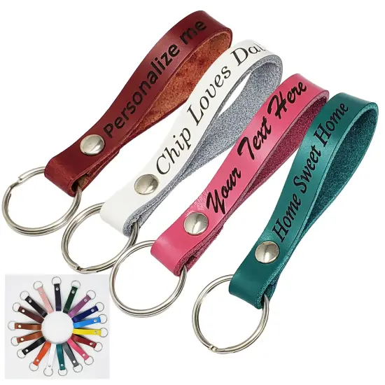 1/2" Blank Leather Keychains Kit - 10 Pre-Cut Blank Keyrings for Stamping & Engraving Honey {6}