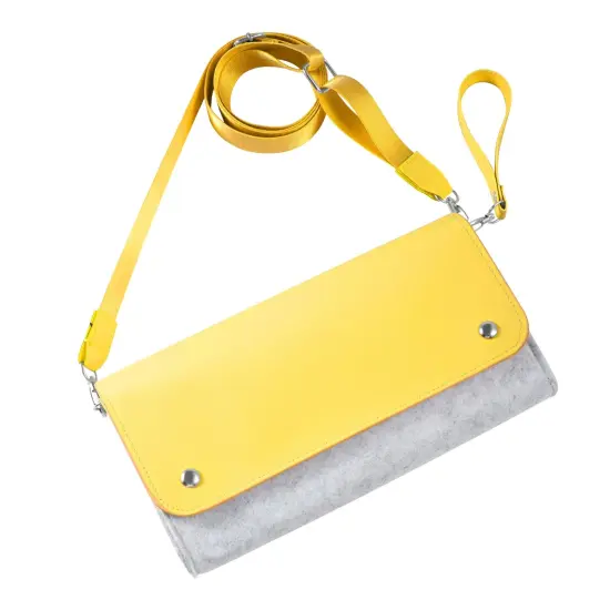 Insten Carrying Case Purse For Nintendo Switch and OLED Model, PU Leather Cover Travel Bag Sleeve Pouch, With Detachable Shoulder and Hand Strap For Girls Boys Women, Yellow {1}