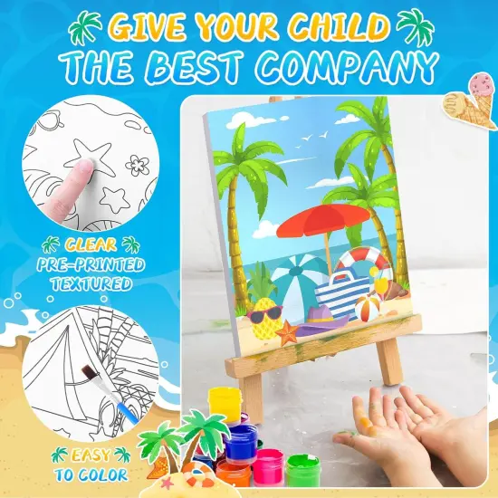 12 Pack Pre Drawn Canvas to Paint - 8x10 Inch (Summer Beach) {5}