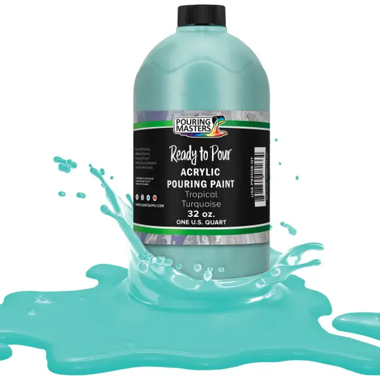 Pouring Masters Tropical Turquoise Ready to Pour Acrylic Pouring Paint - Premium 32-Ounce Pre-Mixed Fluid Acrylic Paint - Fluid Art Supplies for Canvas, Wood, Paper, Tile & Rocks {1}