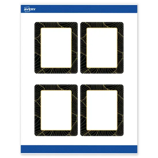 Avery Printable Rectangle Labels with Sure Feed Technology, Pre-Printed Black Border with Gold Pattern, Matte White, 4" x 3-1/3", Laser & Inkjet Compatible, 40 Total {1}